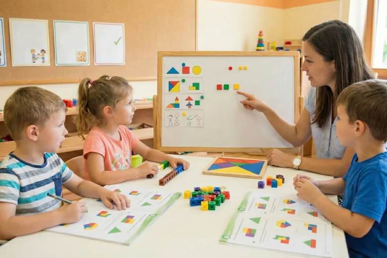 Enfants apprennent en classe la résolution de problèmes mathématiques